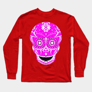 skulll candy in pink pattern in tribal mask ecopop Long Sleeve T-Shirt